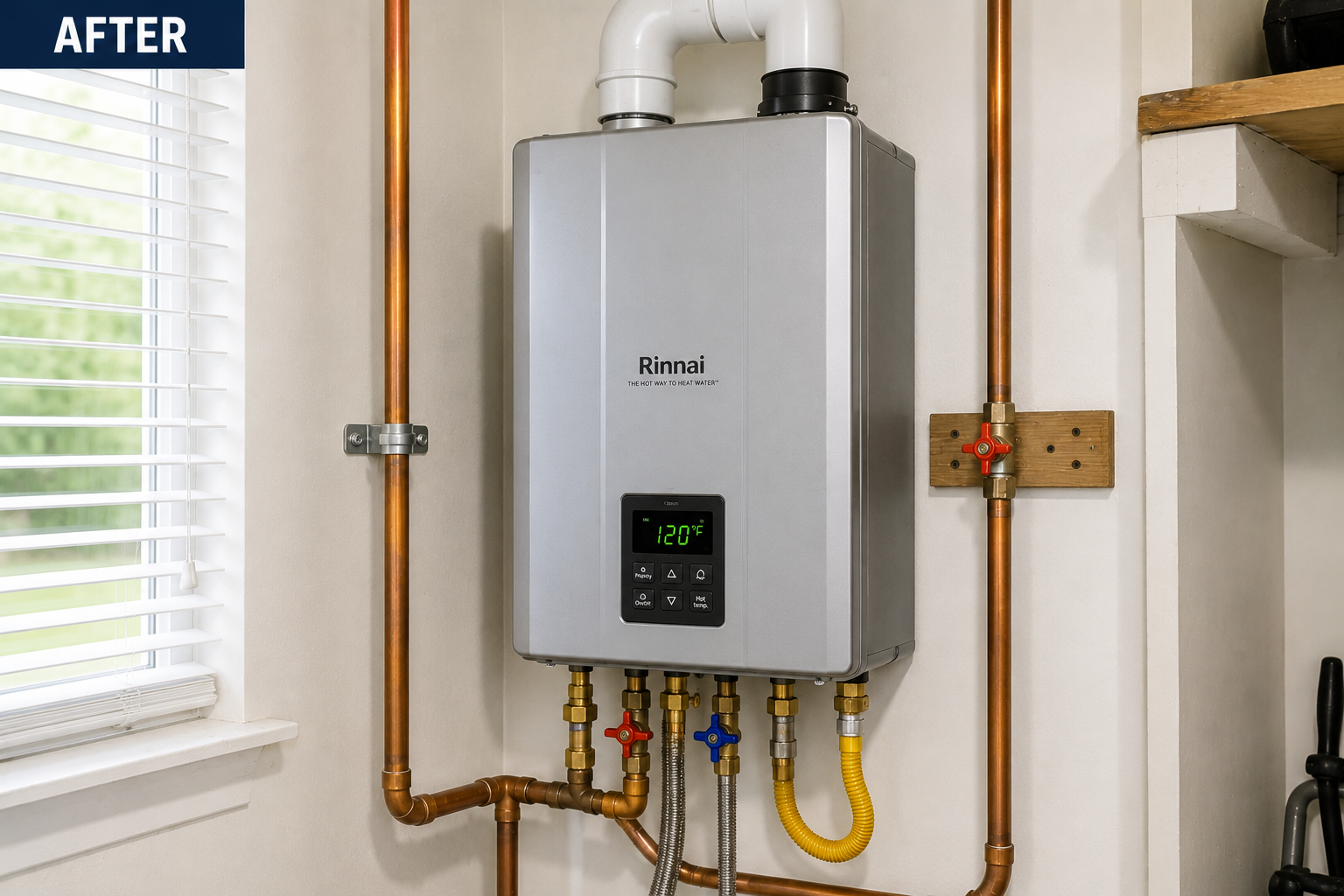 tankless water heater after repair in Irving Texas