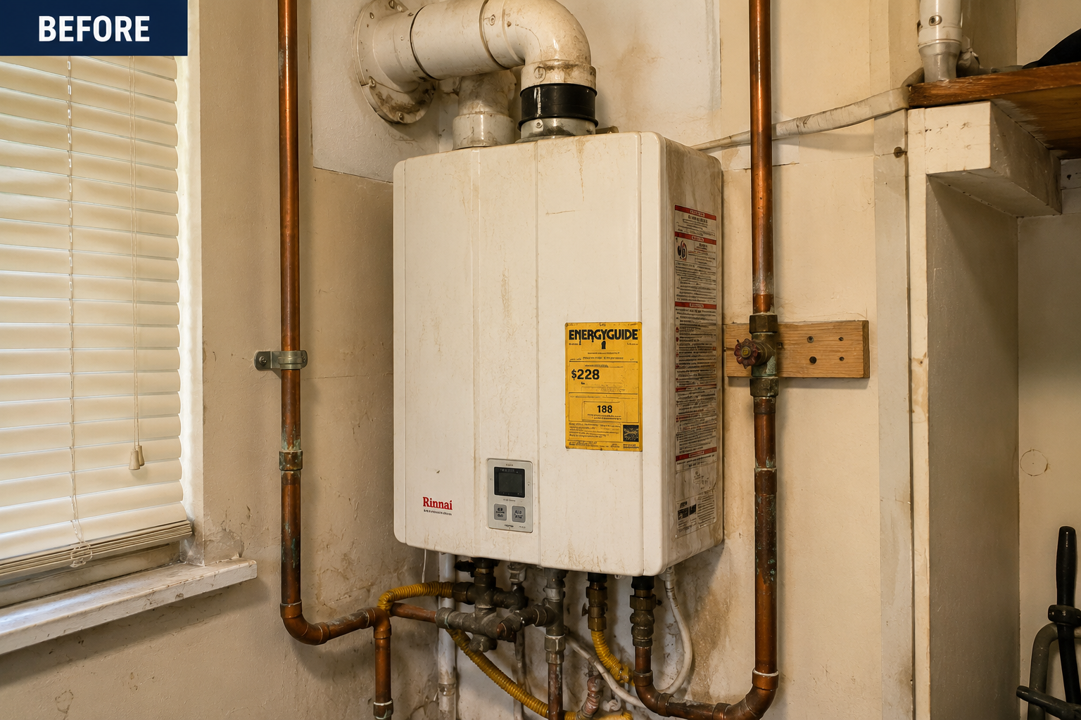 tankless water heater before repair in Irving Texas