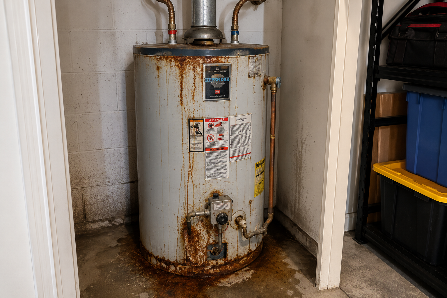 water heater before repair in Irving Texas